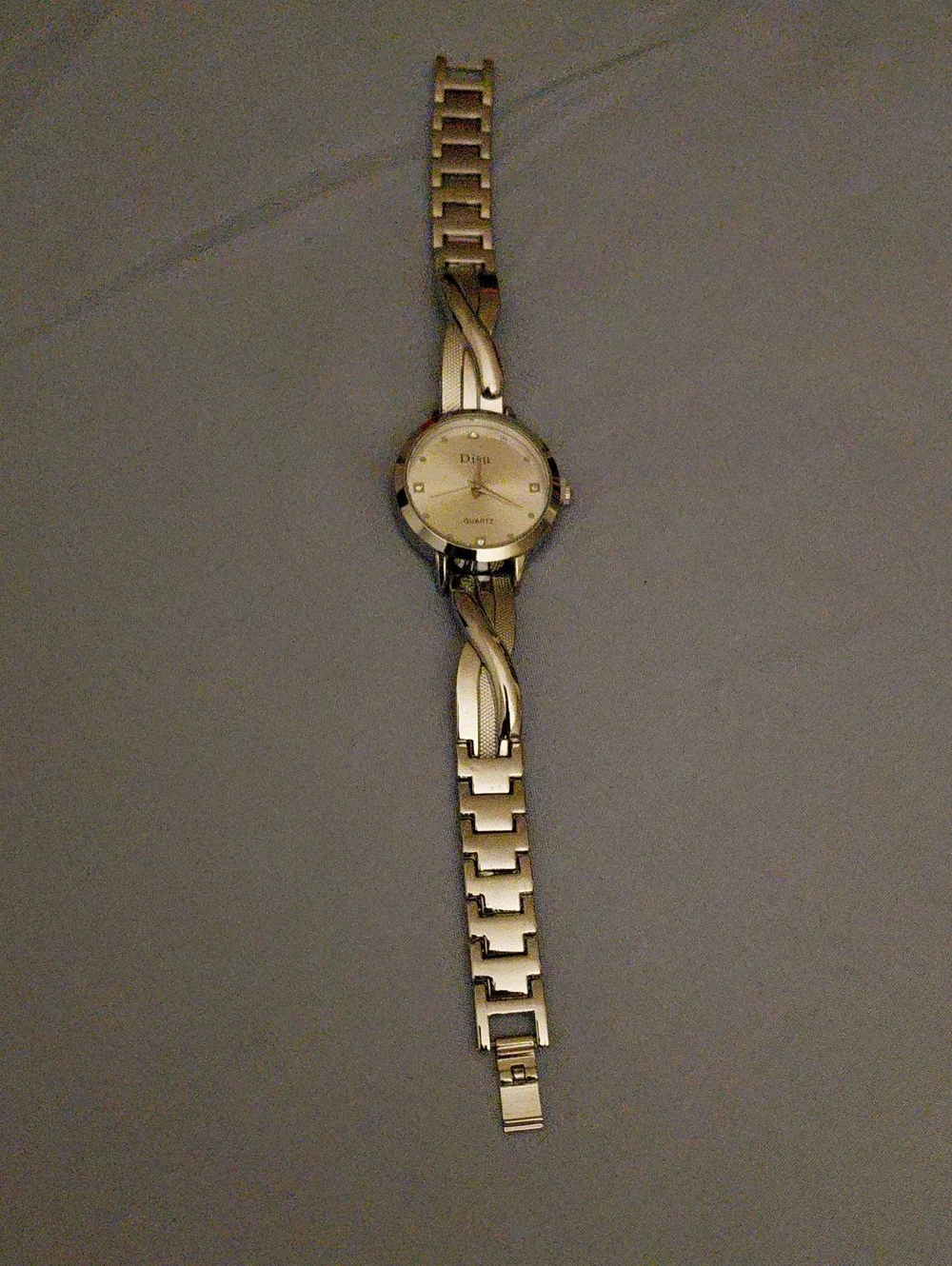 Women's Silver Bracelet Watch with Twisted Link Accent